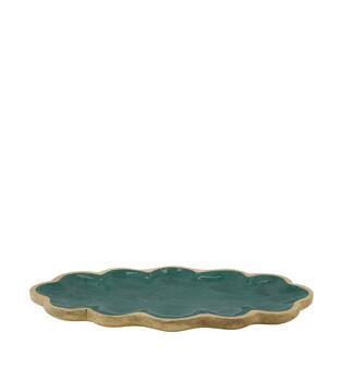 Plate scalloped mango wood 38x18x2.5cm