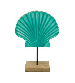 Statue shell mango wood 18x6x25cm - Blue