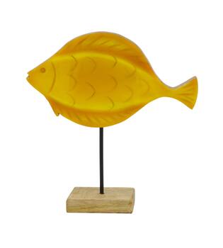 Statue fish mango wood 20x5x21cm - Orange