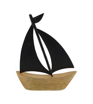 Boat mango wood with metal 28x4.5x35cm - Natural