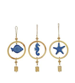 Hanger fish  seahorse  starfish mango wood 15x1.5x38cm  - Natural