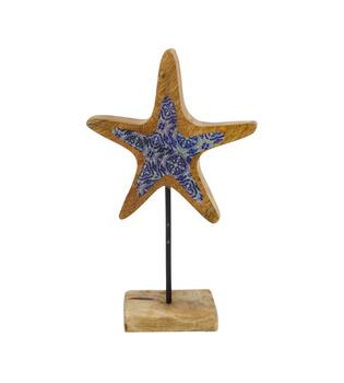 Statue starfish mango wood 14x5x24cm - Natural