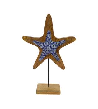 Statue starfish mango wood 22x6x33cm - Natural