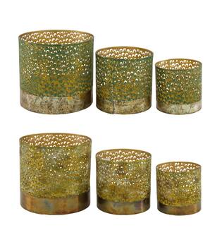 Tealight holder metal 12x12x12cm  - Green