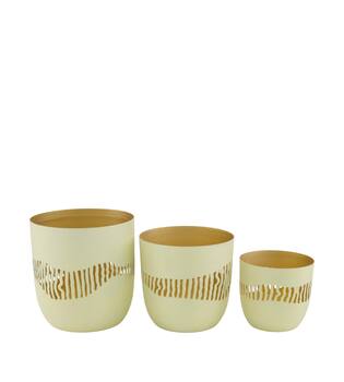 Tealight holder metal 12x12x12cm  - Cream