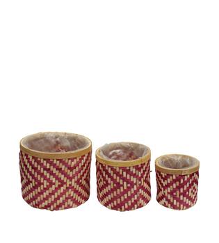 Planter chip wood with plastic 30x30x25cm S/3