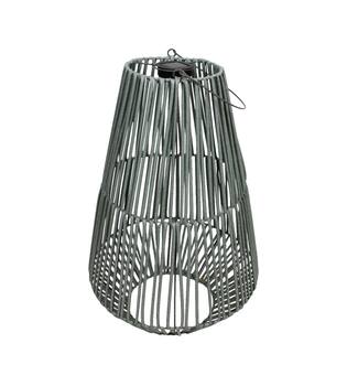 Lantern solar wicker pp 38x38x58cm - Grey