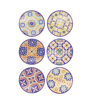 Placemat round with cork back ceramic 25x25x0.8cm - Multi