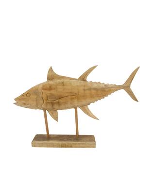 Statue fish albizia wood 78x12x48cm - Natural