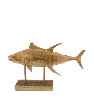 Statue fish albizia wood 58x11x37cm - Natural