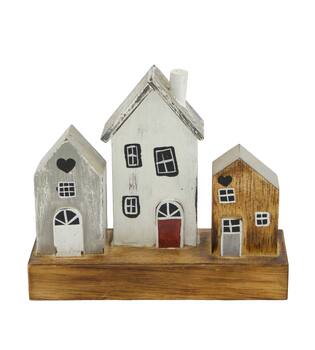 House albizia wood on feet 18x6x16cm - Natural