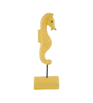 Statue seahorse albizia wood 13x9x38cm