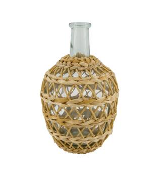 Bottle with willow frame glass 20.5x20.5x31.5cm