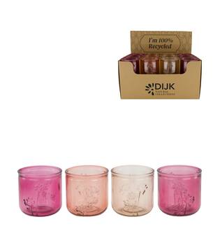 Tealight holder in display tray recycled glass 9x9x9cm C/4