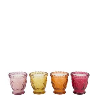 Candle citronella scent wax with glass 7x7x7.5cm  - Multi