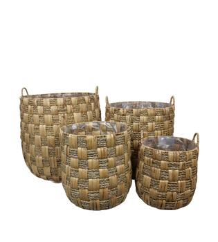 Basket seagrass with plastic 55x55x58cm  - Natural