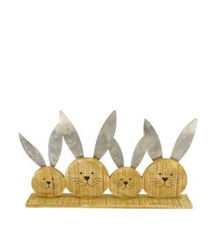 Figurine rabbit pine wood 45x6x26.5cm - Brown
