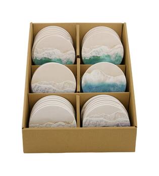 Coaster round ceramic 10.3x10.3x0.7cm  - Multi