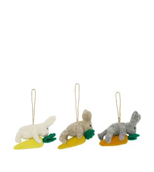 Hanger rabbit on carrot wool 10x4x9cm C/3