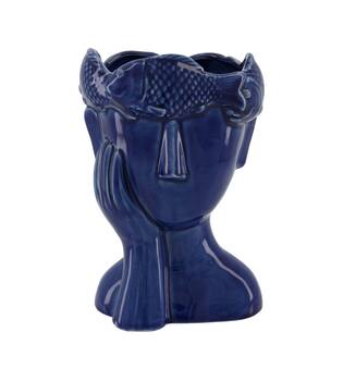 Vase face porcelain 16x15.8x23.3cm - Blue