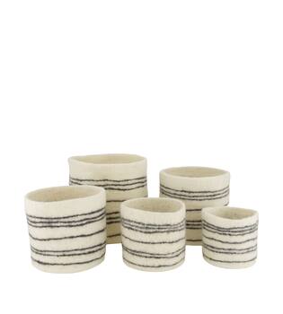 Basket round wool 19x19x19cm S/5