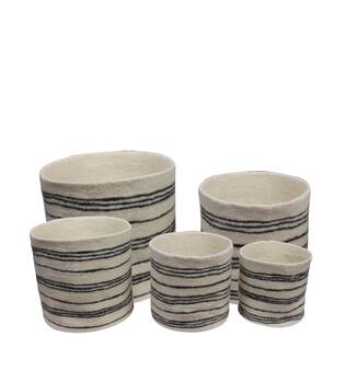 Basket round wool 38x38x38cm  - White
