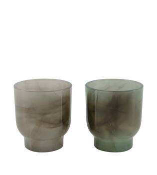 Tealight holder glass 9x9x10cm - Multi
