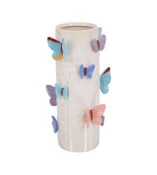Vase butterflies ceramic 16.2x16.2x31.5cm - Multi