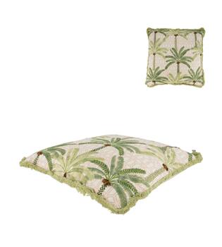 Cushion palm tree cotton 45x45x9cm - Natural