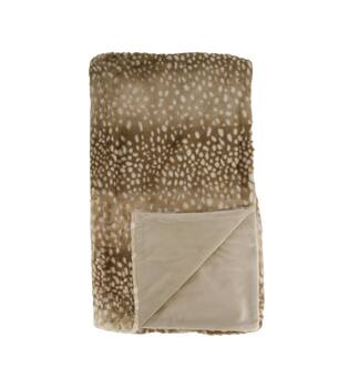Plaid deer fur polyester 170x130x2cm - Brown