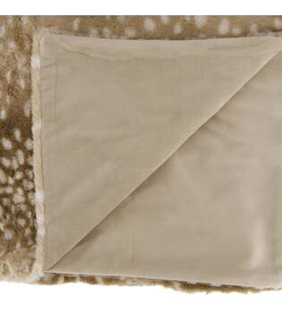 Plaid deer fur polyester 170x130x2cm - Brown