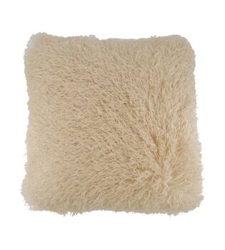 Cushion faux fur polyester 45x45x12cm - Cream