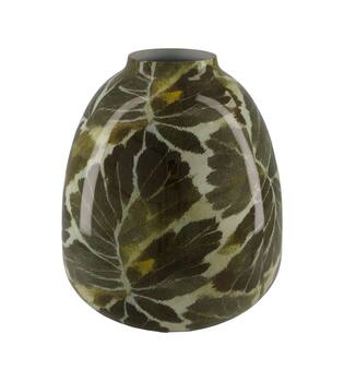 Bottle green leaf metal with print 30x30x35cm
