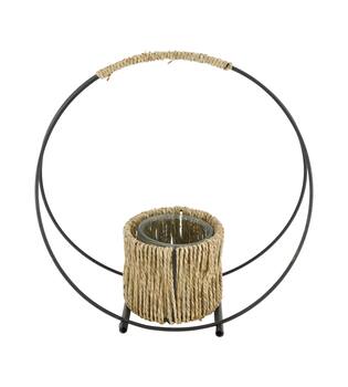 Tealight holder grass with glass 28x11x28cm - Natural