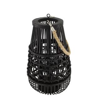 Lantern bamboo with glass 22x22x36cm