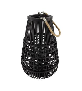 Lantern bamboo with glass 28x28x43cm - Black