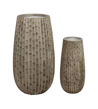 Planter round cement 38x38x70cm S/2