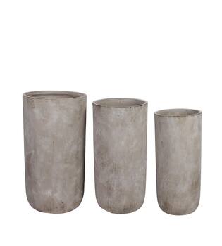 Planter round cement 38x38x73cm  - Grey