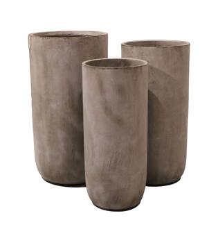 Planter round cement 38x38x73cm S/3