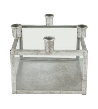 Dinnercandle holder square for 4 candles metal 18x18x15cm