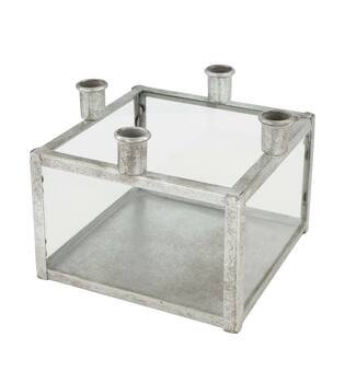 Dinnercandle holder square for 4 candles metal 18x18x15cm
