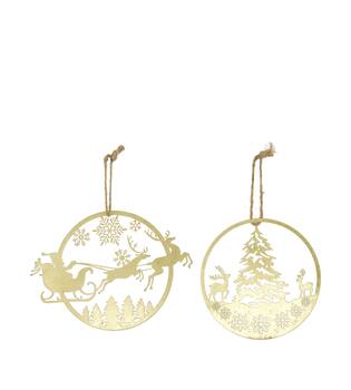 Hanger deer  santa  tree metal 24x0.1x18cm  - Gold