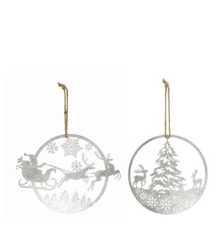 Hanger deer  santa  tree metal 24x0.1x18cm  - Silver