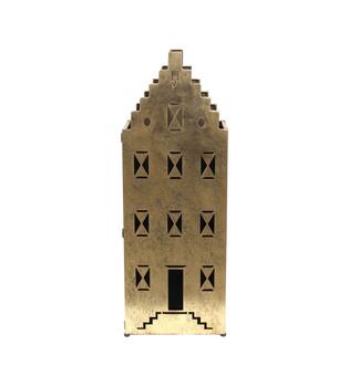 Statue house metal 18x28x78cm - Gold