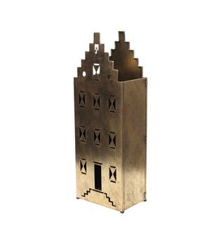Statue house metal 18x28x78cm - Gold