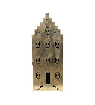 Statue house metal 29x46x118cm - Gold