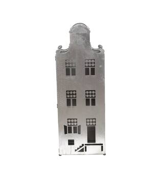 Statue house metal 18x28x78cm - Silver