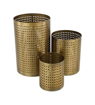Lantern round metal 12.5x12.5x20.5cm S/3