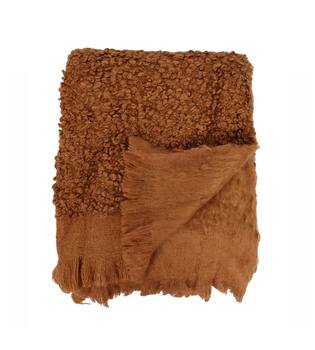 Plaid rectangular boucle polyester 125x150x2cm - Orange
