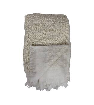Plaid rectangular boucle polyester 125x150x2cm - White